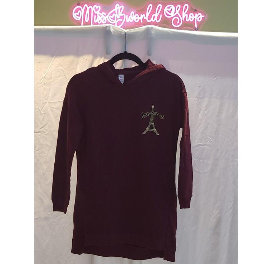 Girl's Justice Long Oversize Maroon Red Hoodie Size 12/14